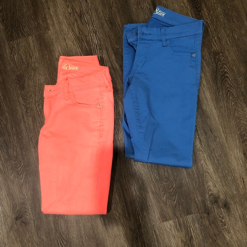 2 pairs of colored rockstar skinny jeans from old navy
